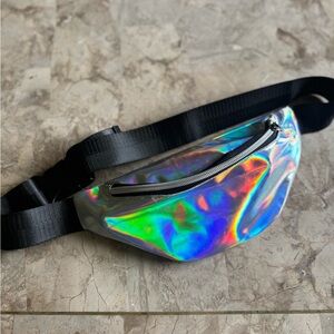 Holographic Fanny Pack with Black Strap